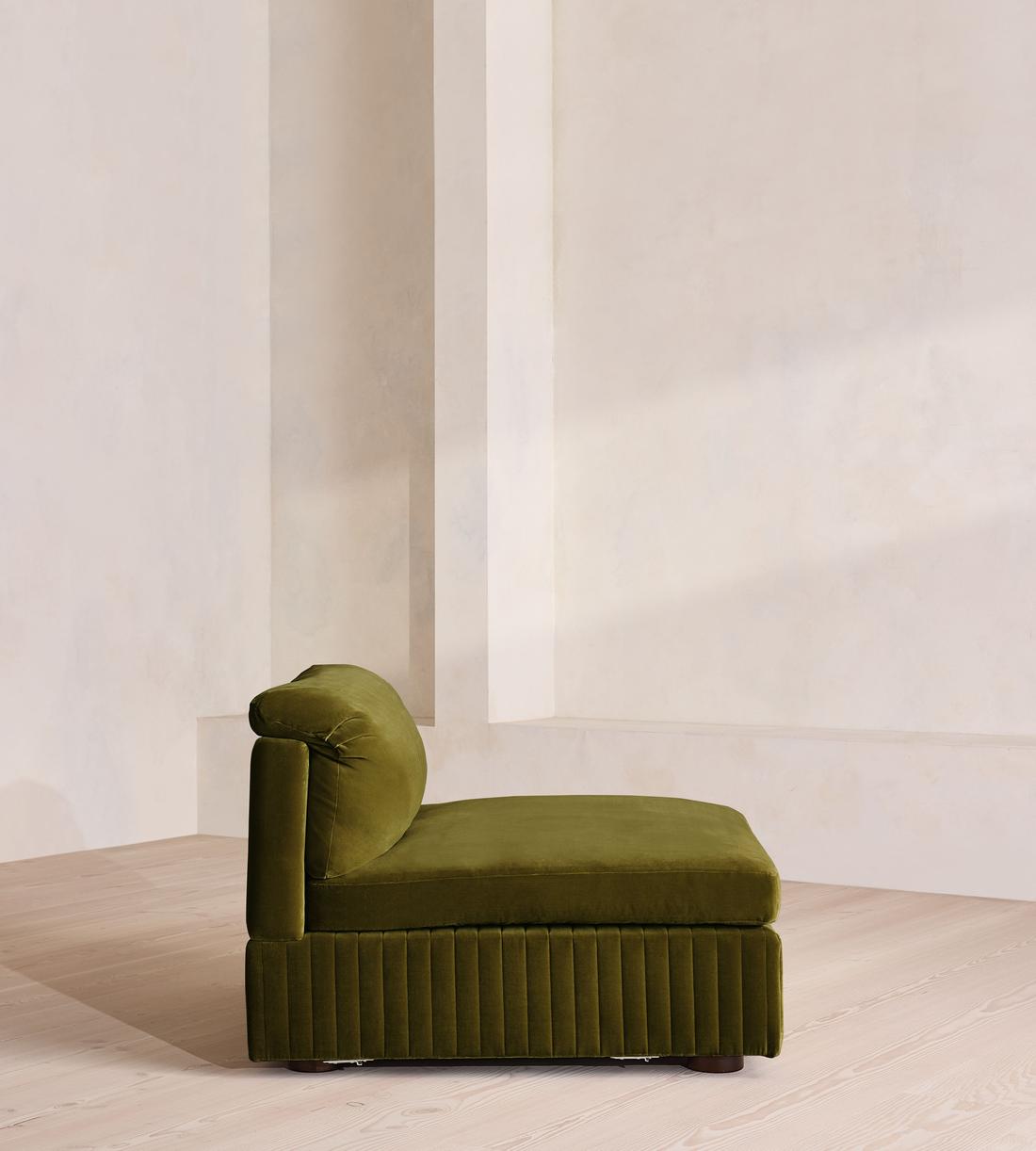 Oona Modular Sofa - Armless Module - Olive Velvet - UK - Image 3
