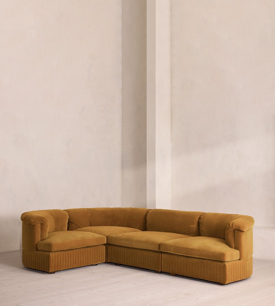 Oona Sectional Sofa - L-Shape Sofa - Velvet Mustard - US - Listing - Image 1