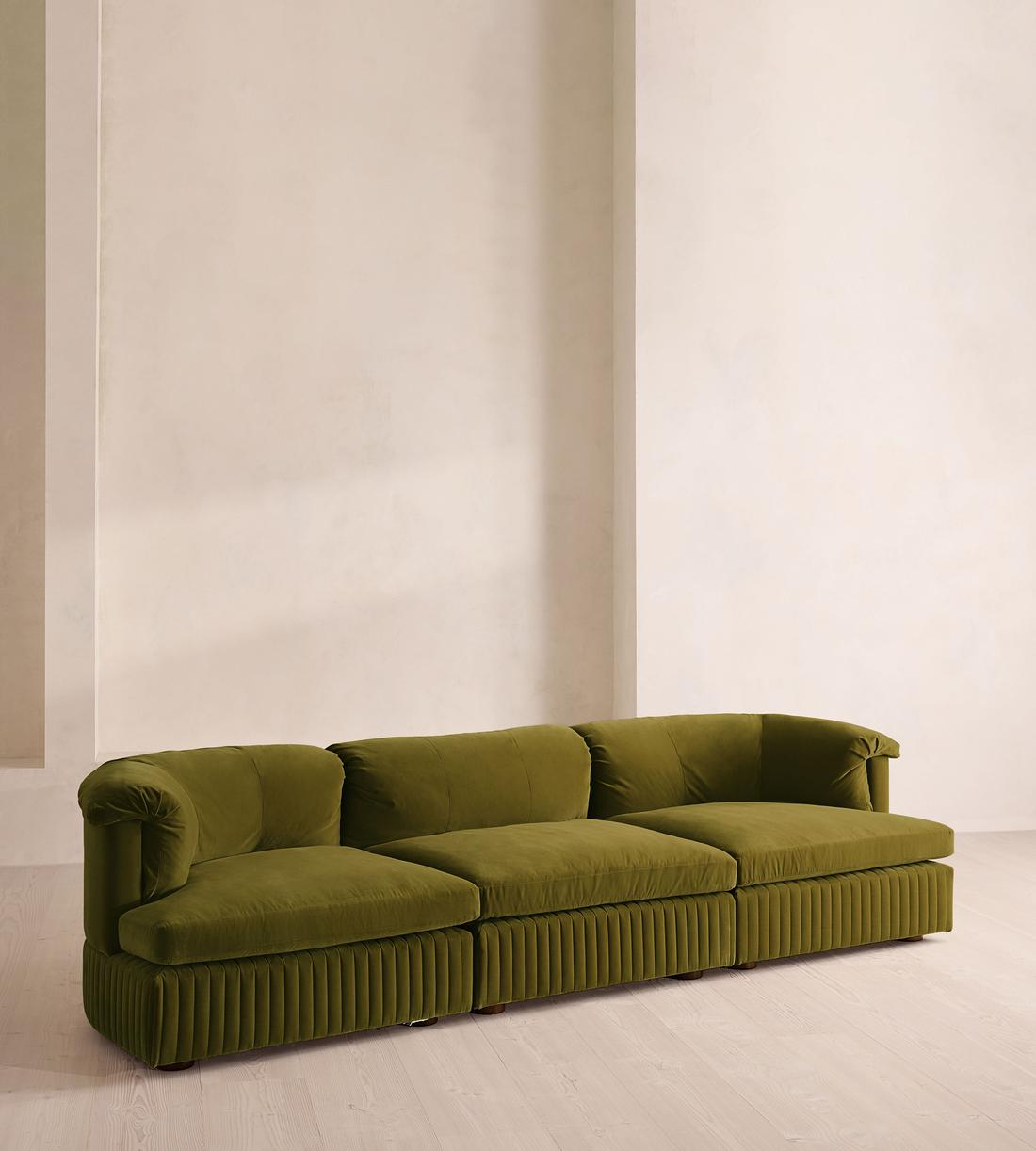 Oona Sectional Sofa - Four Seater - Velvet Olive - US - Listing - Image 2