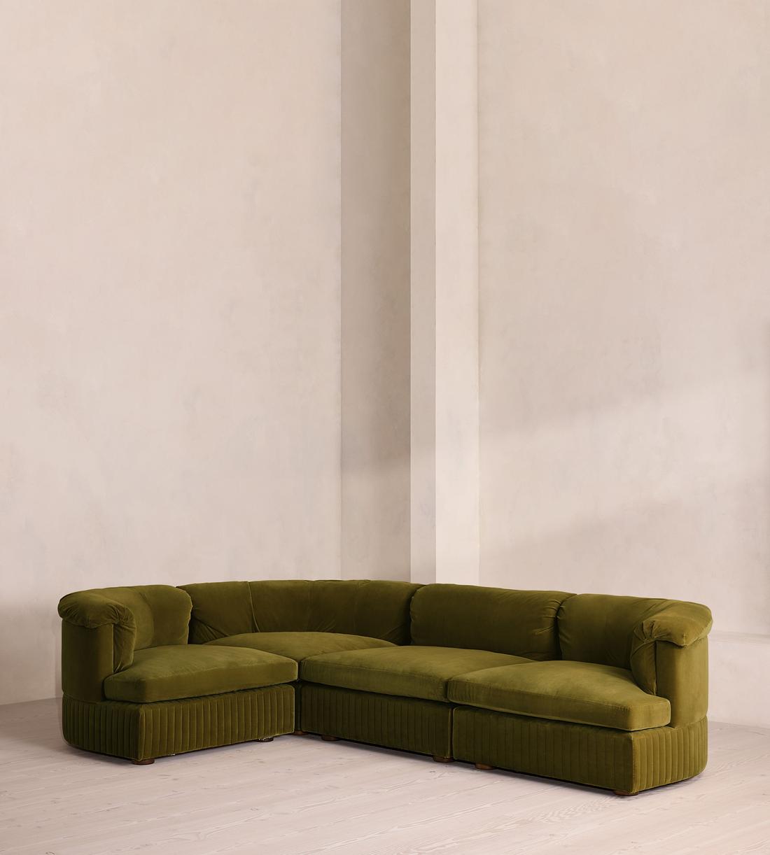 Oona Sectional Sofa - L-Shape Sofa - Velvet Olive - US - Listing - Image 1