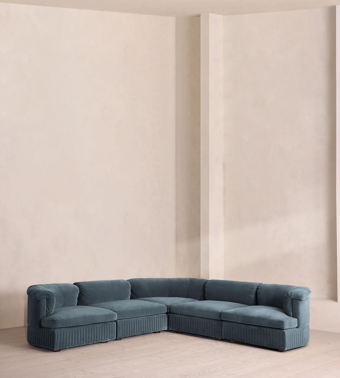 Oona Modular Sofa - Corner Sofa - Velvet Grey Blue UK - Listing - Image 1