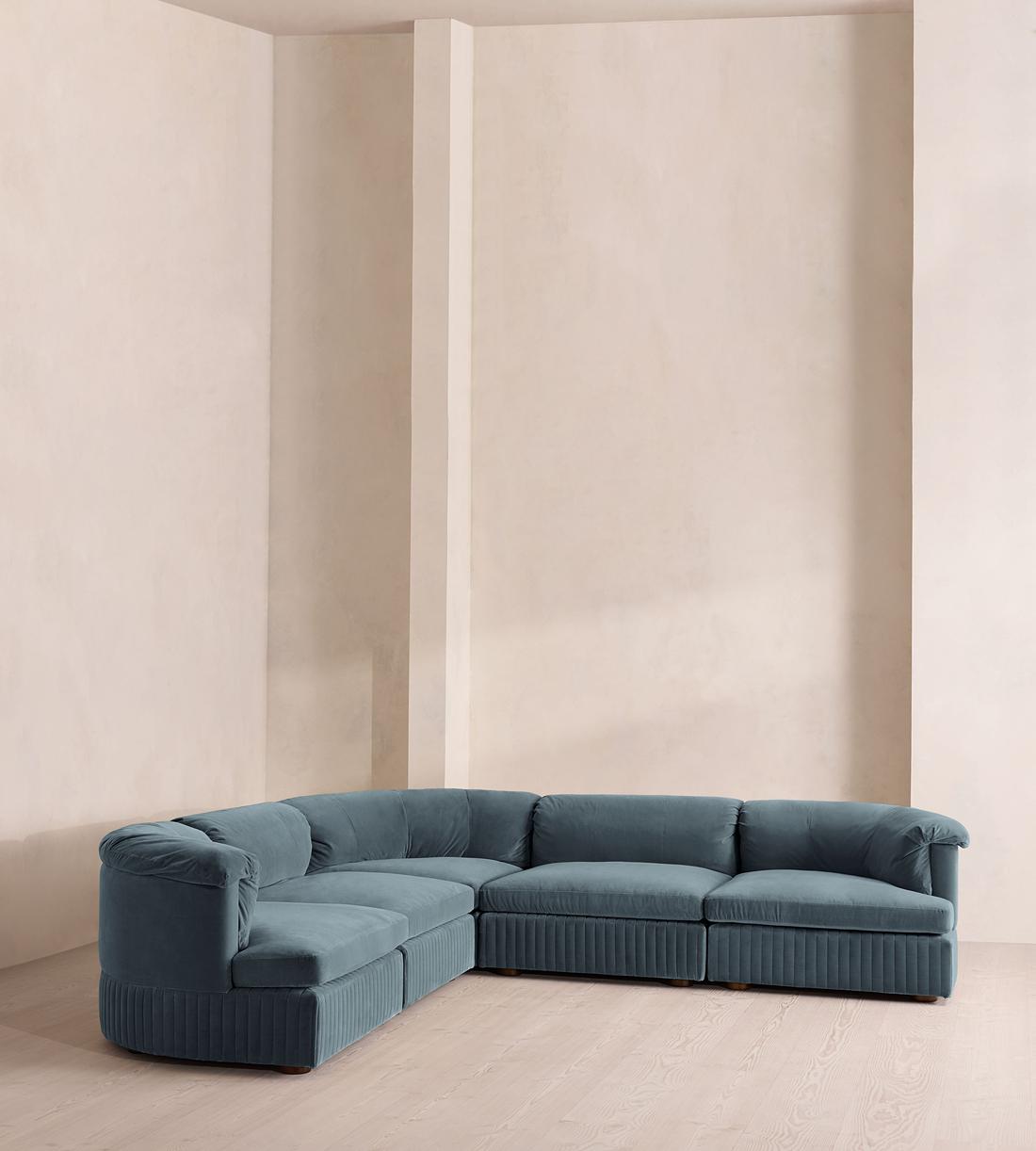 Oona Sectional Sofa - Corner Sofa - Velvet Grey Blue - US - Listing - Image 2