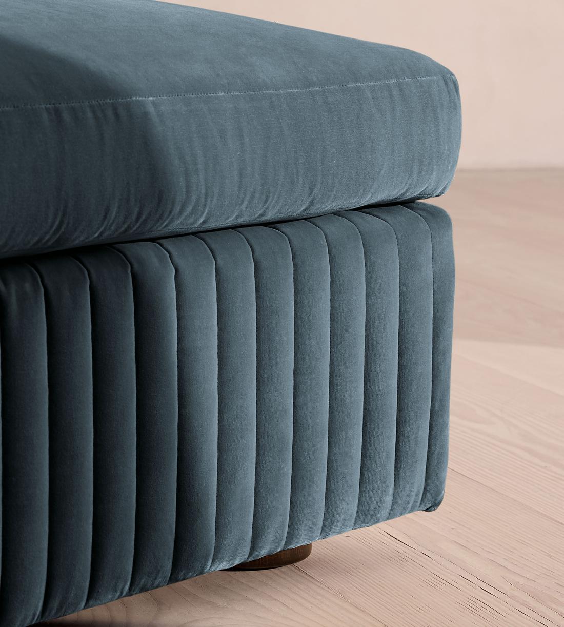 Oona Ottoman - Grey Blue Velvet - UK - Images - Image 4