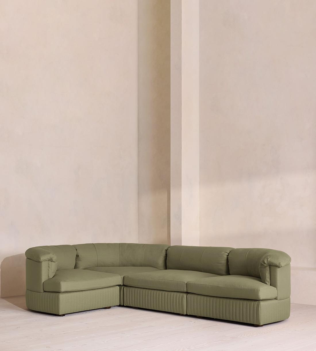 Oona Sectional Sofa - L-Shape Sofa - Linen - Sage - US - Listing - Image 1