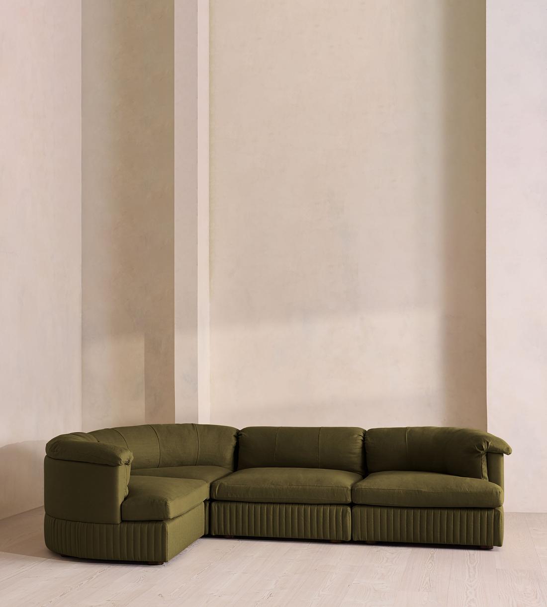 Oona Sectional Sofa - L-Shape Sofa - Linen - Olive - US - Listing - Image 2