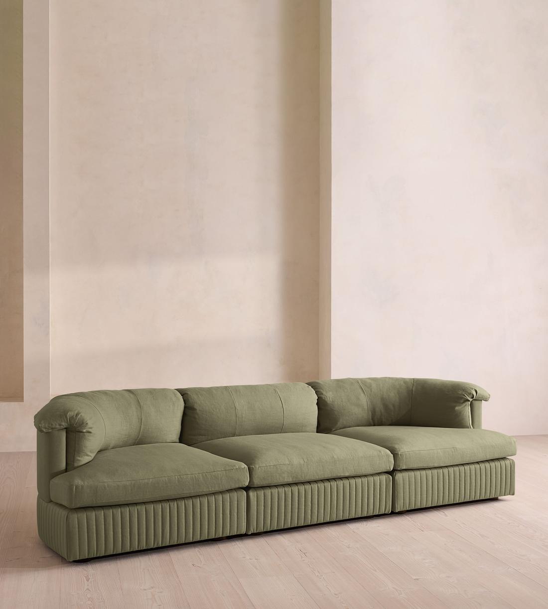 Oona Modular Sofa - Four Seater - Linen - Sage - UK - Listing - Image 2