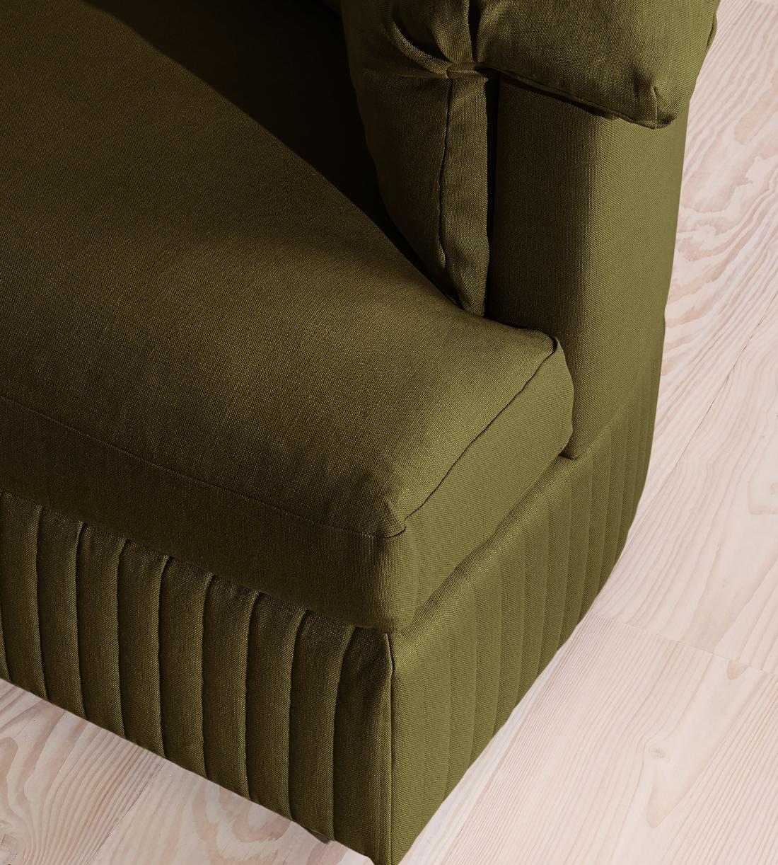 Oona Sectional Sofa - Three Seater - Linen - Olive - US - Images - Image 5