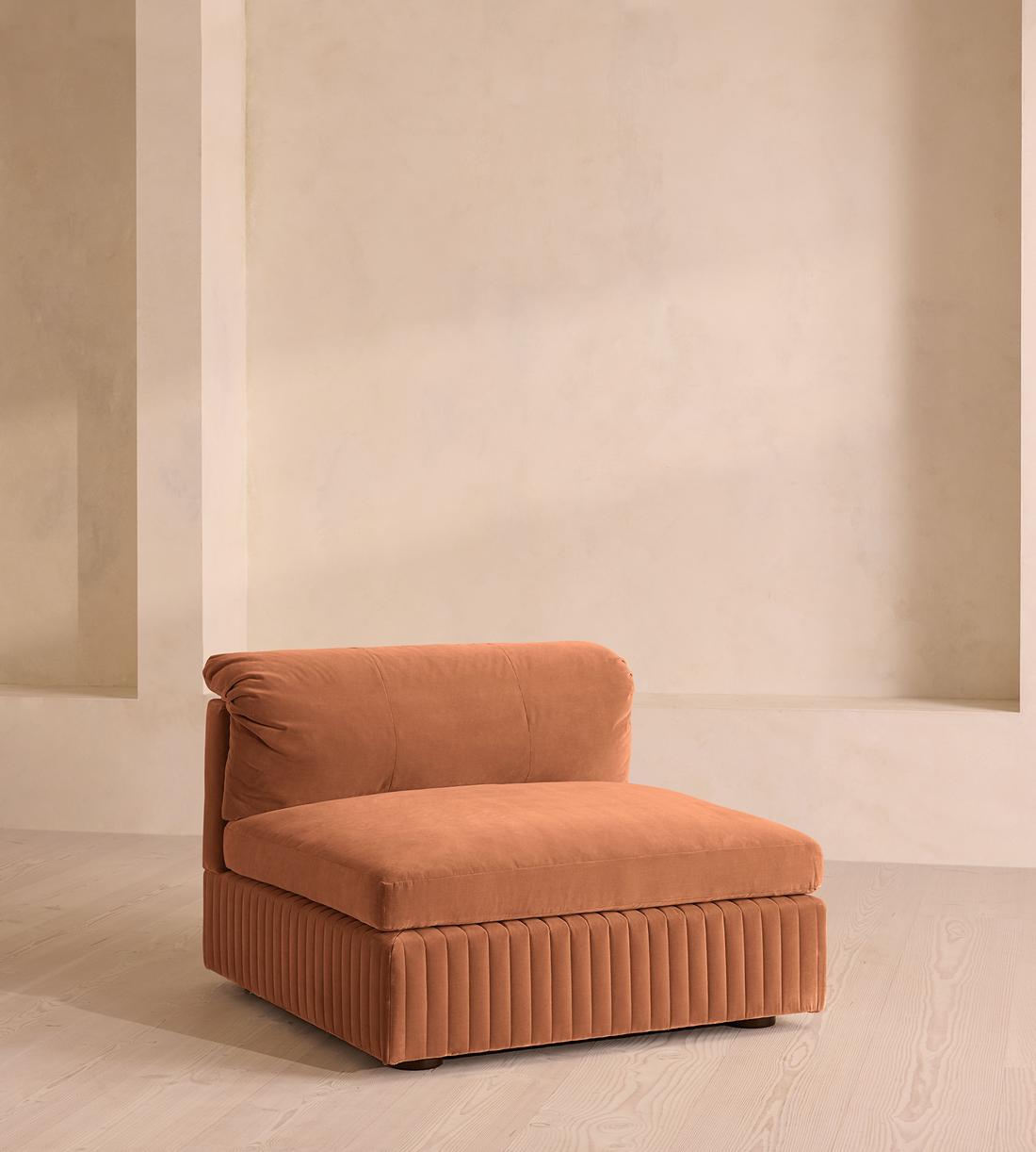 Oona Modular Sofa - Armless Module - Antique Rose Velvet - UK - Image 1