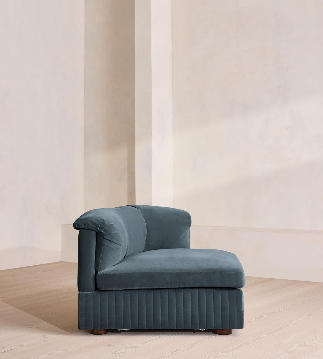 Oona Modular Sofa - Armless Module - Grey Blue Velvet - UK - Image 8