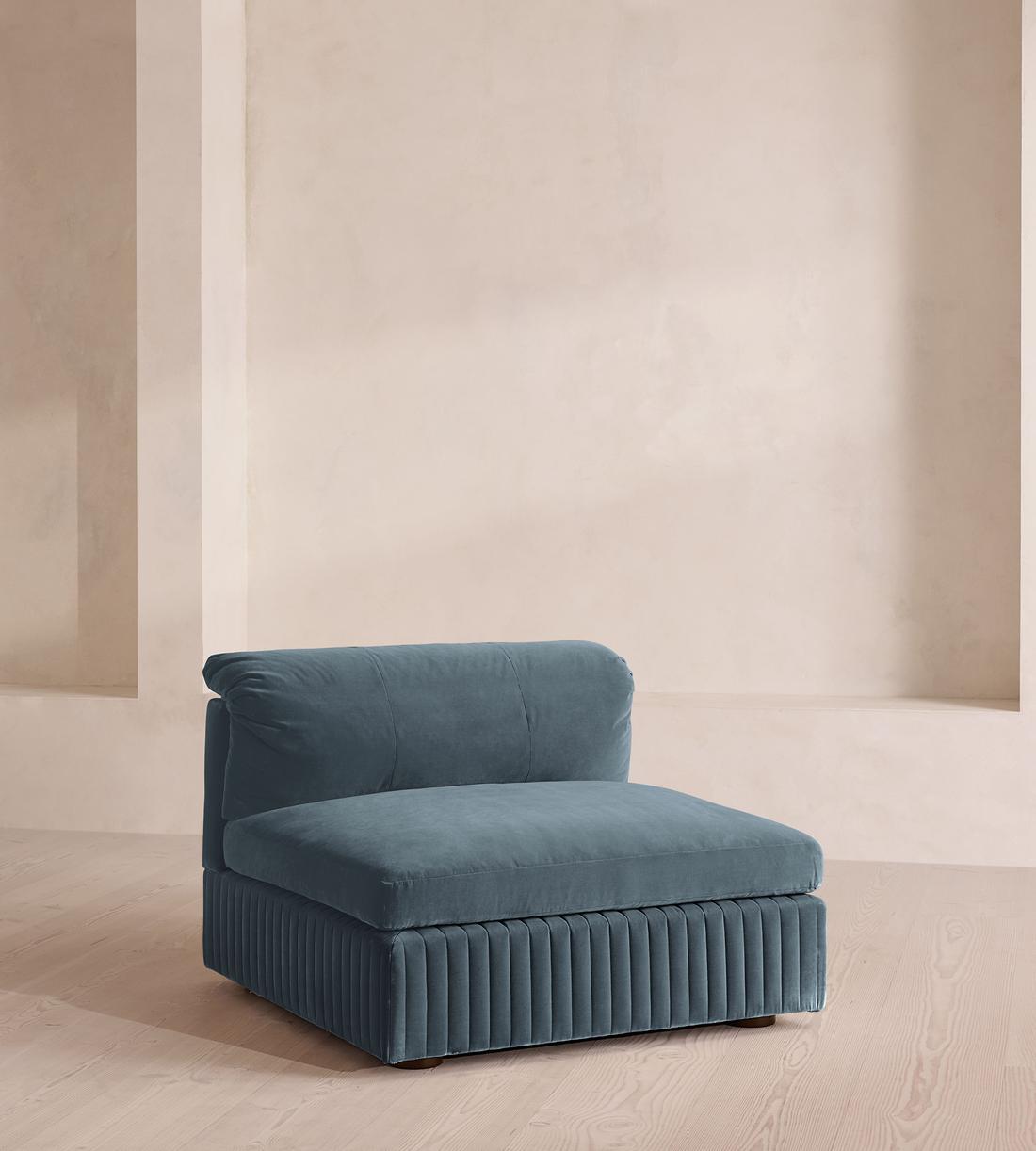 Oona Modular Sofa - Armless Module - Grey Blue Velvet - UK - Image 2