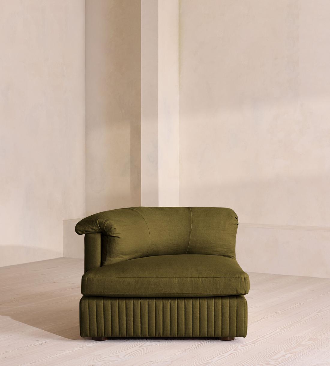 Oona Modular Sofa - Left Arm Module - Linen - Olive - UK - Image 1