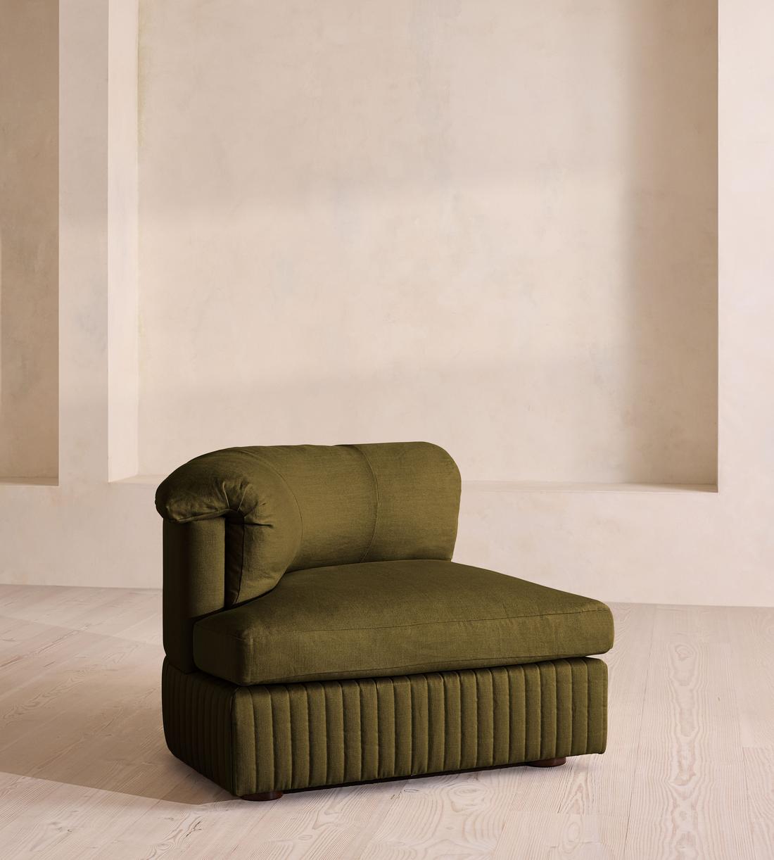 Oona Modular Sofa - Left Arm Module - Linen - Olive - UK - Image 2