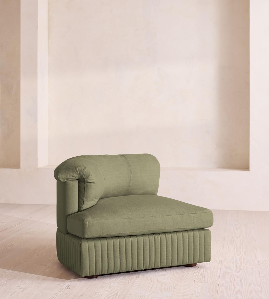 Oona Modular Sofa - Left Arm Module - Linen - Sage - UK - Image 2