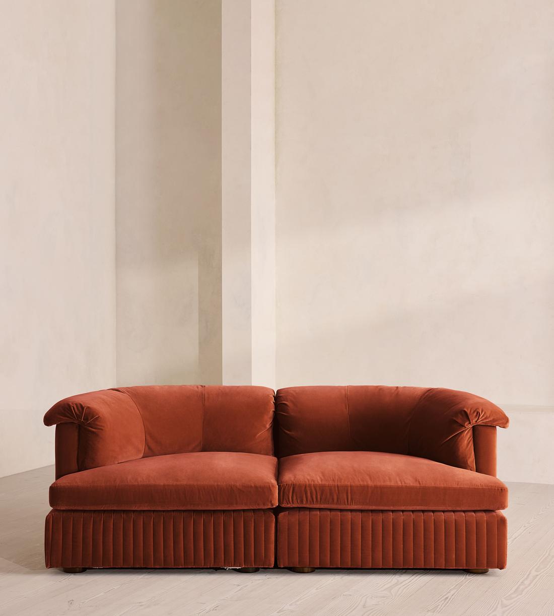 Oona Sectional Sofa - Three Seater - Velvet Rust - US - Listing - Image 1