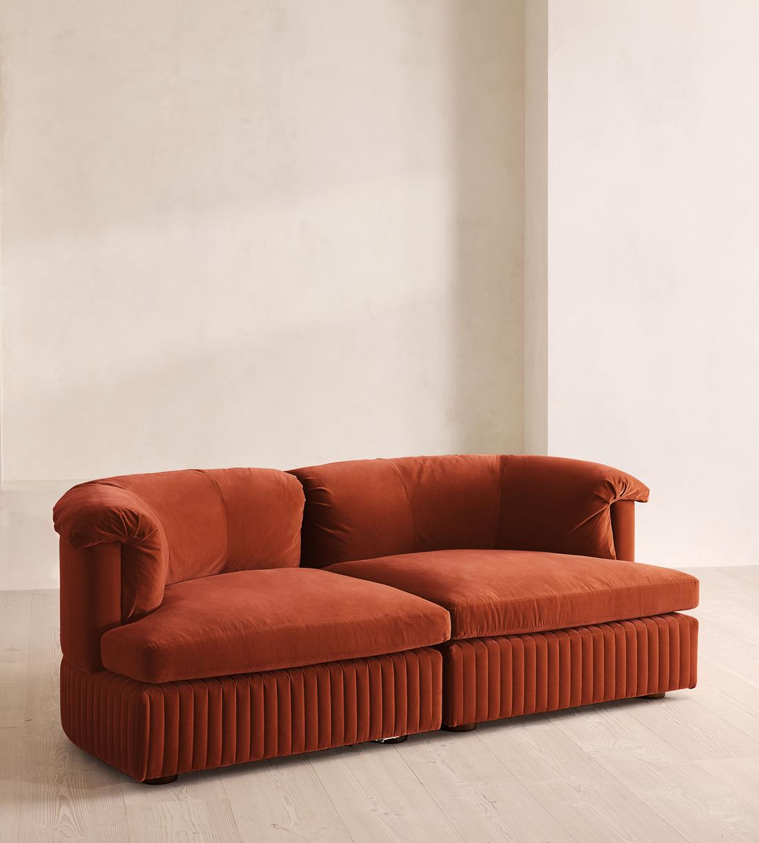 Oona Sectional Sofa - Three Seater - Velvet Rust - US - Listing - Image 2
