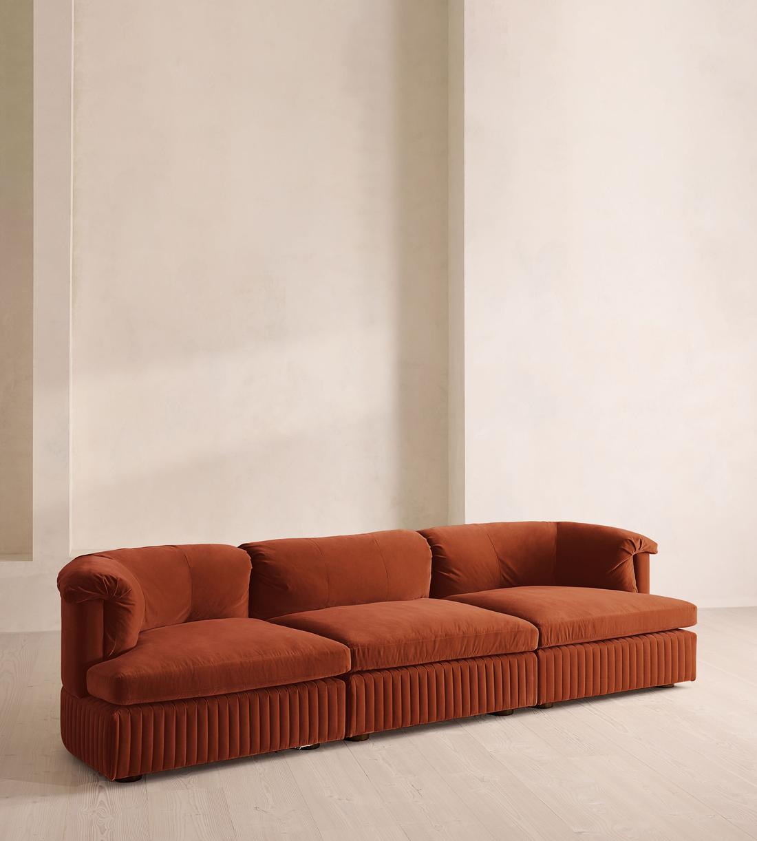 Oona Sectional Sofa - Four Seater - Velvet Rust - US - Listing - Image 2
