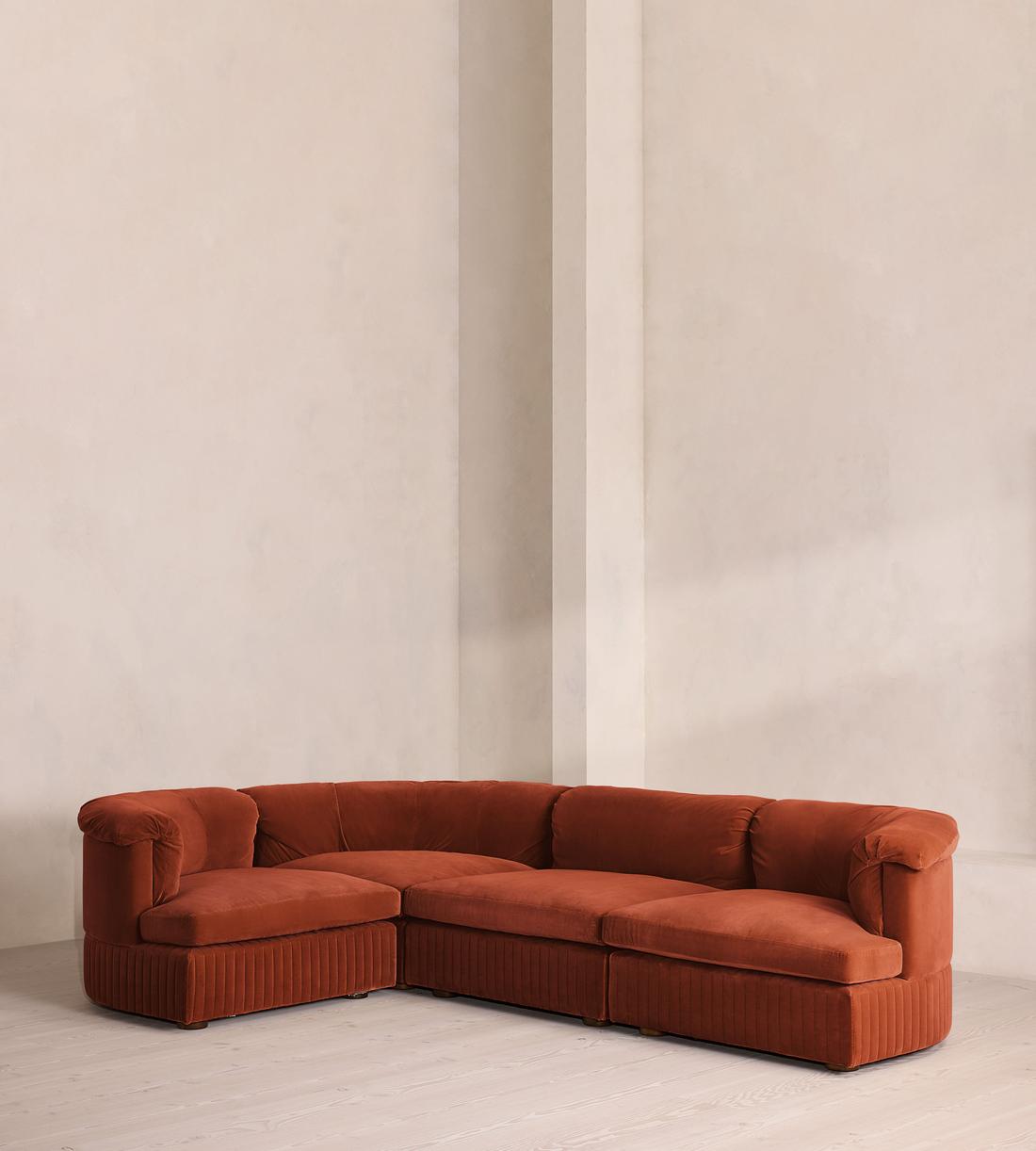 Oona Sectional Sofa - L-Shape Sofa - Velvet Rust - US - Listing - Image 1