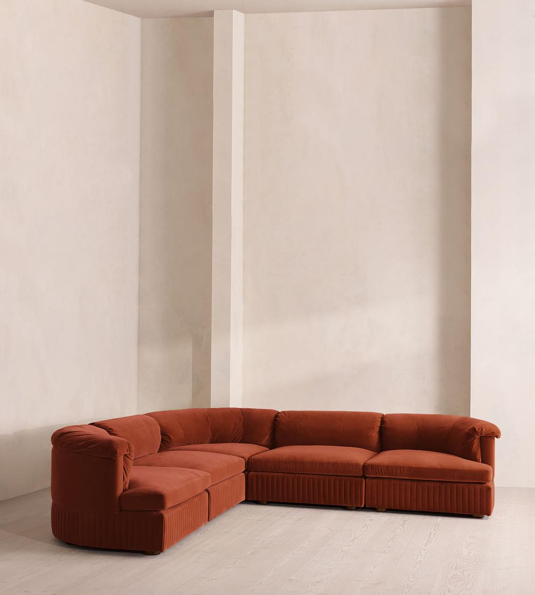 Oona Sectional Sofa - Corner Sofa - Velvet Rust - US - Listing - Image 2