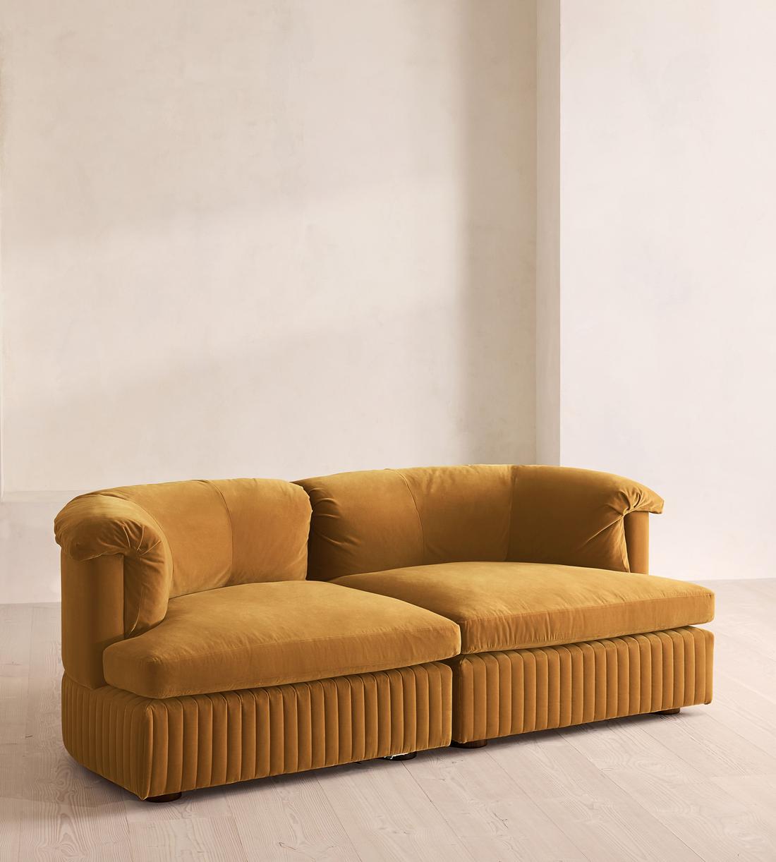 Oona Sectional Sofa - Three Seater - Velvet Mustard - US - Listing - Image 2