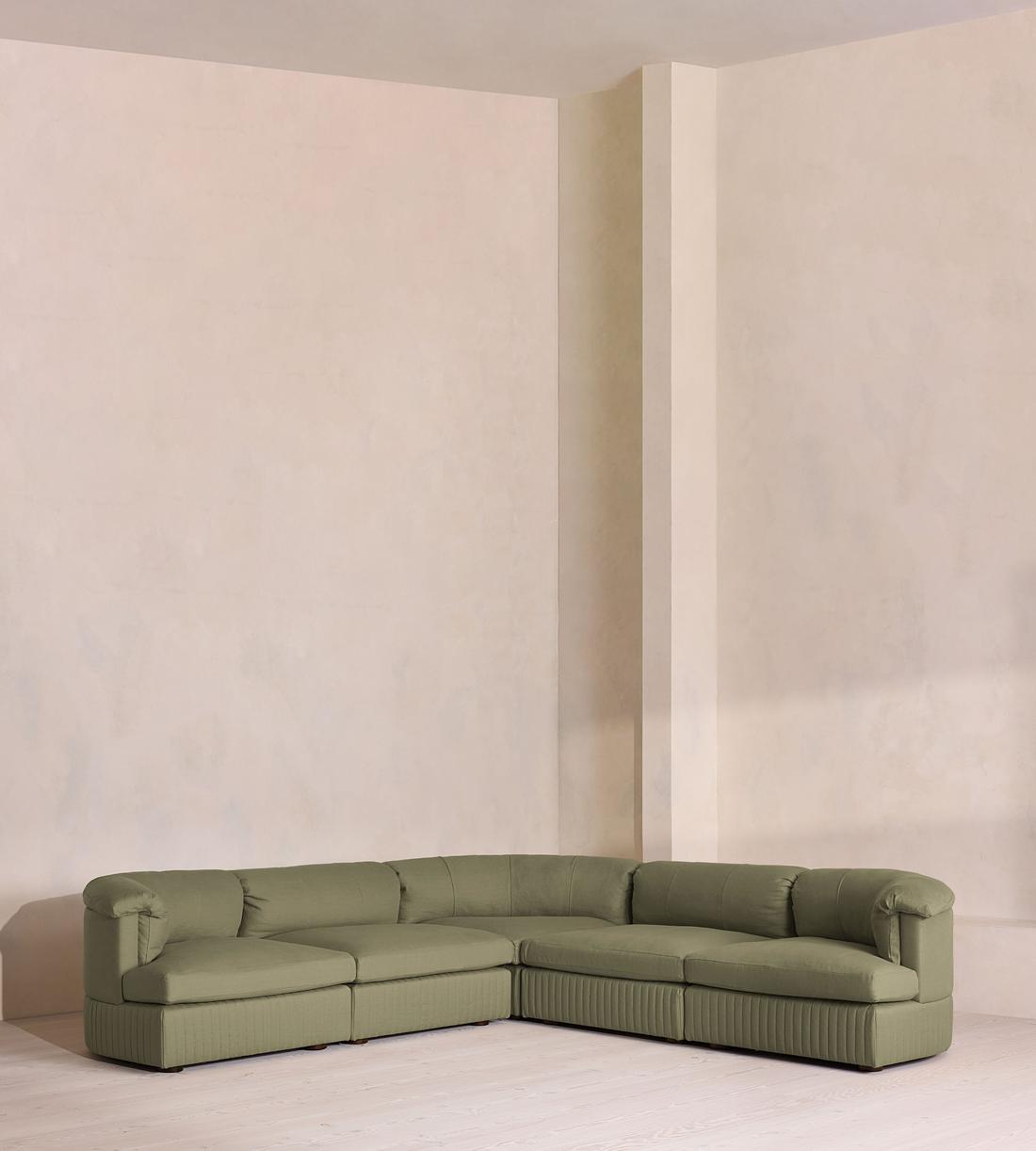 Oona Modular Sofa - Corner Sofa - Linen - Sage - UK - Listing - Image 1