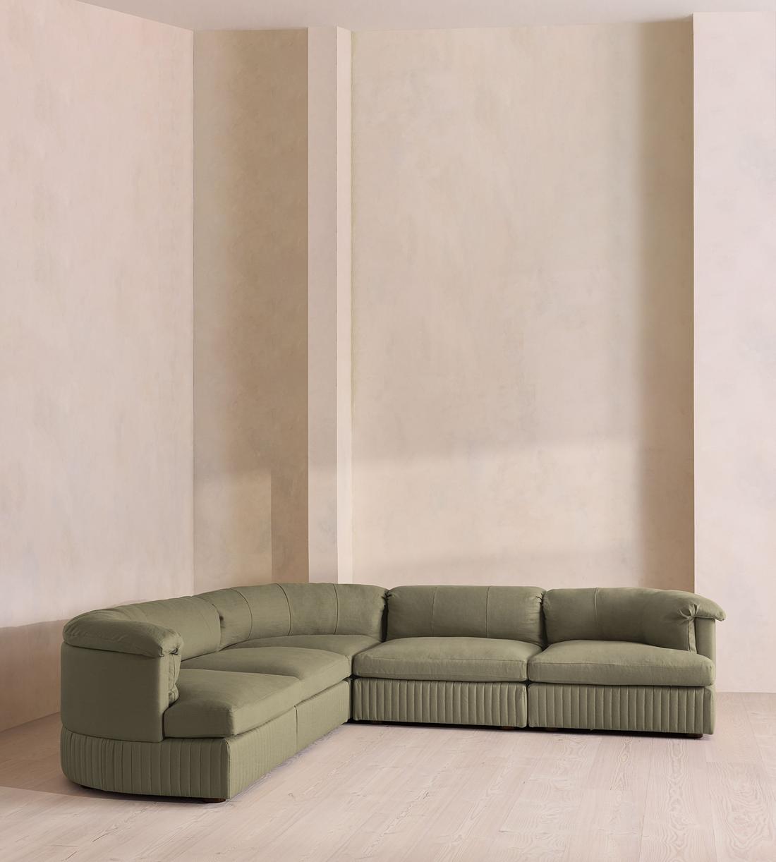 Oona Sectional Sofa - Corner Sofa - Linen - Sage - US - Listing - Image 2
