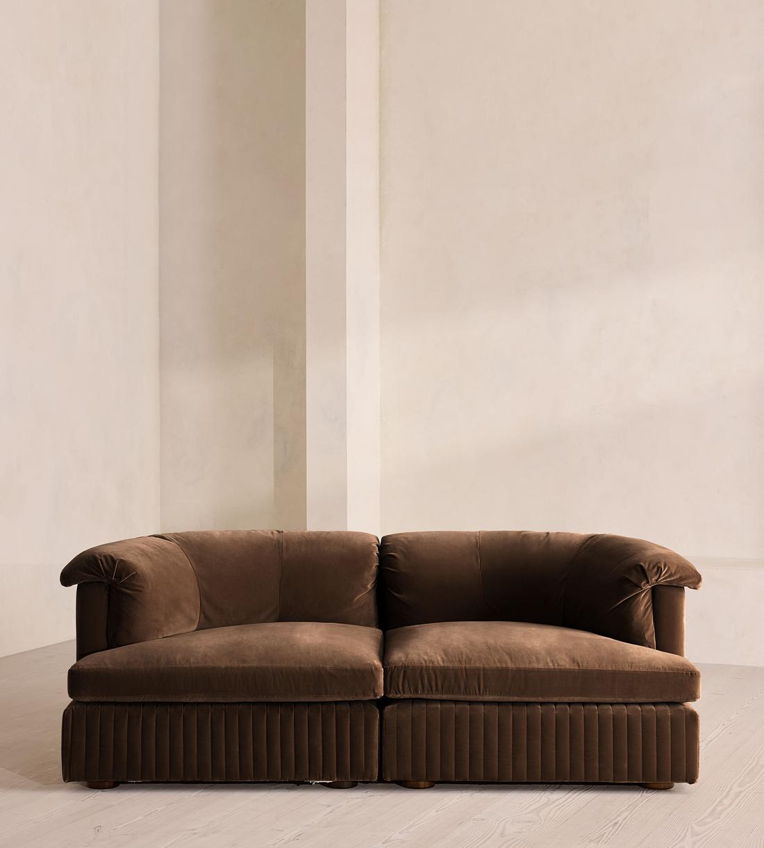 Oona Sectional Sofa - Three Seater - Velvet - Chocolate - US - Listing - Image 1