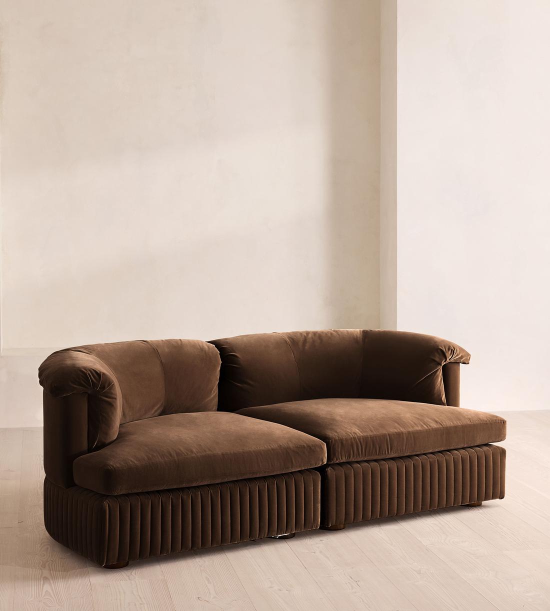 Oona Sectional Sofa - Three Seater - Velvet - Chocolate - US - Listing - Image 2