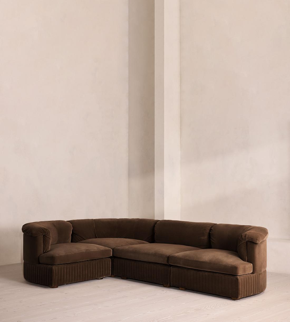 Oona Sectional Sofa - L-Shape Sofa - Velvet - Chocolate - US - Listing - Image 1