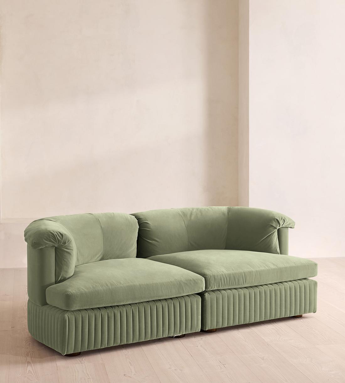 Oona Modular Sofa - Three Seater - Velvet - Seafoam - UK - Listing - Image 2