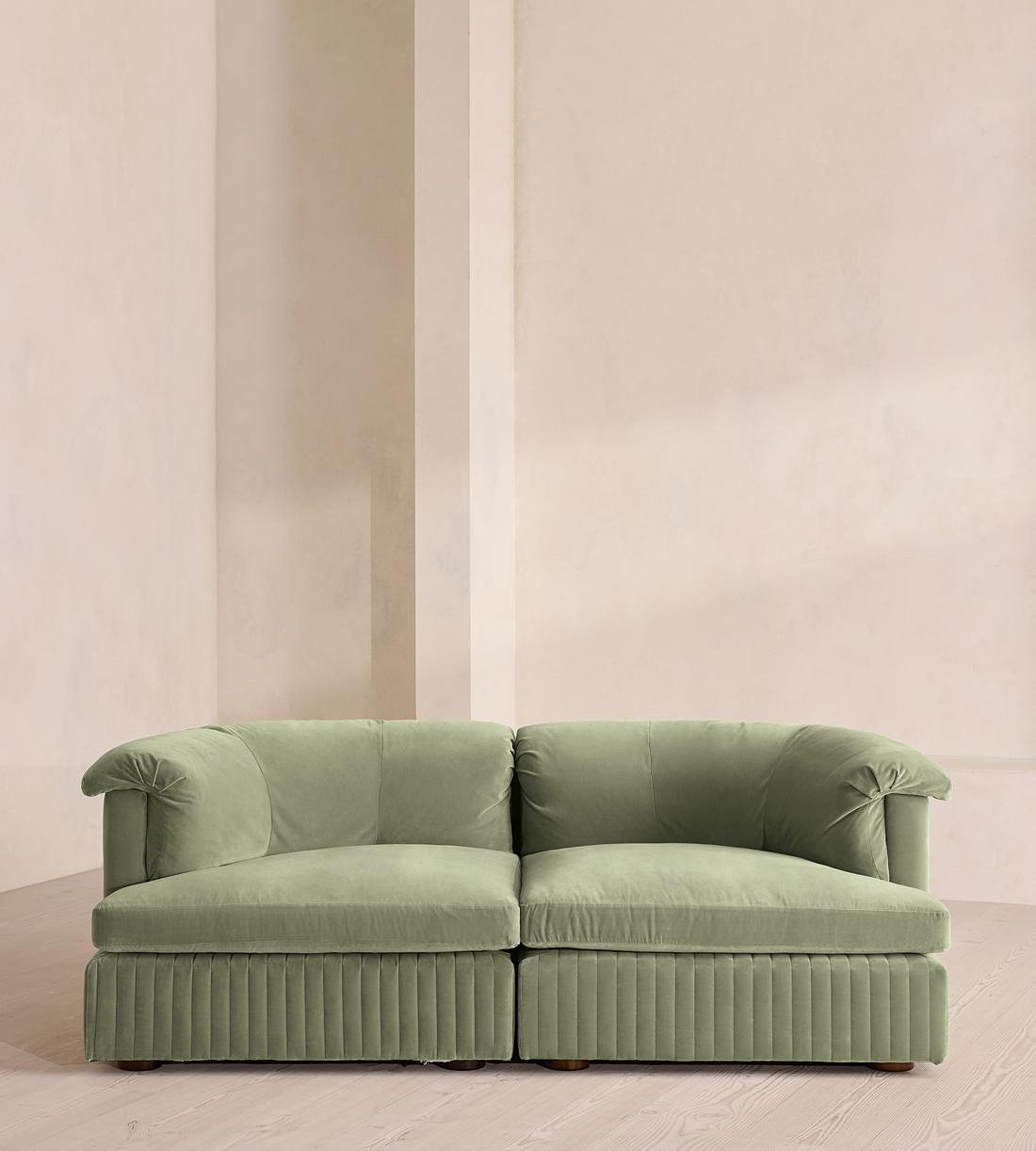 Oona Deep Sit Sectional Sofa - Three Seater - Velvet - Seafoam - US - Listing - Image 1
