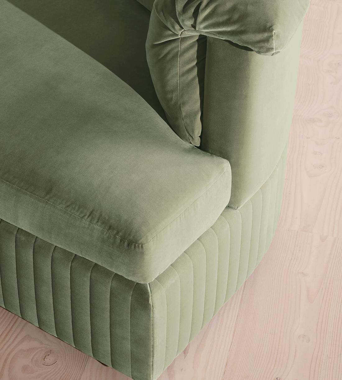 Oona Deep Sit Sectional Sofa - Three Seater - Velvet - Seafoam - US - Images - Image 5