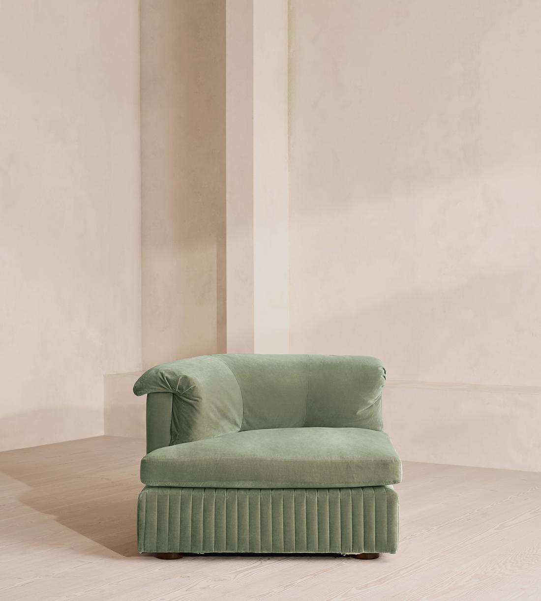 Oona Modular Sofa - Left Arm Module - Velvet - Seafoam - UK - Image 1