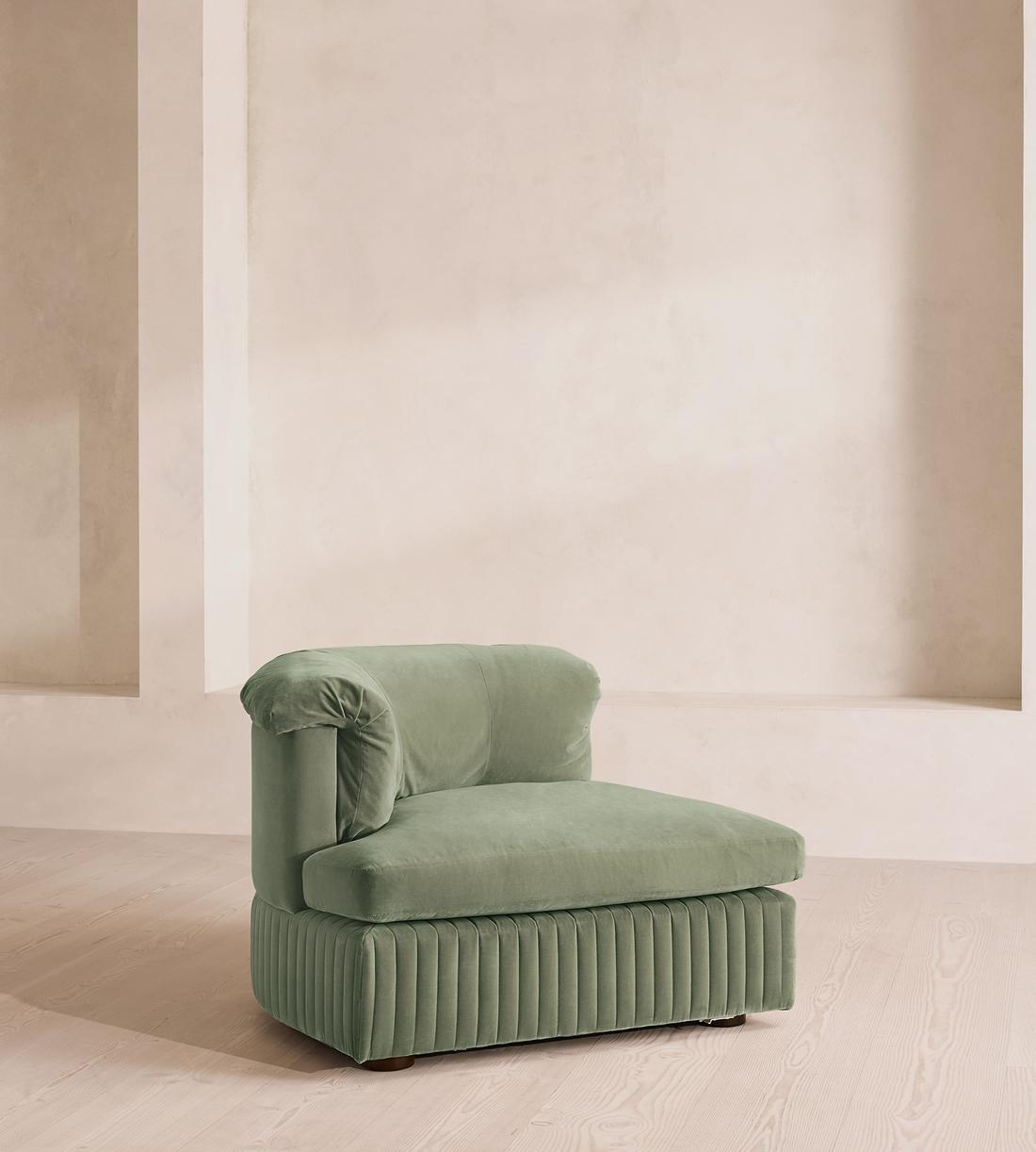 Oona Modular Sofa - Left Arm Module - Velvet - Seafoam - UK - Image 2