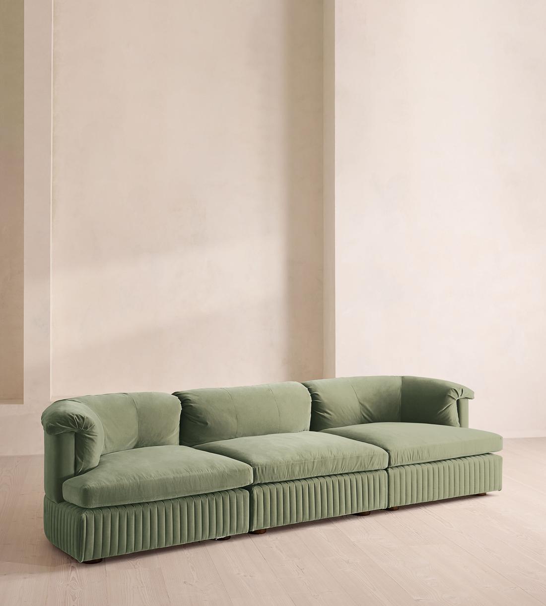 Oona Deep Sit Sectional Sofa - Four Seater - Velvet - Seafoam - US - Listing - Image 2