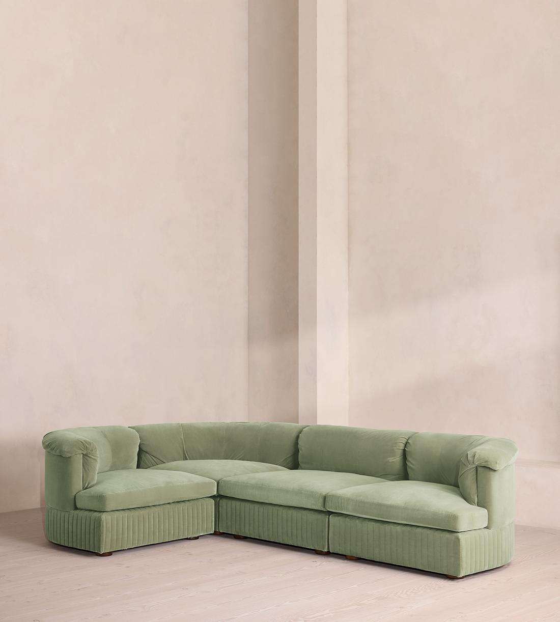 Oona Modular Sofa - L-Shape Sofa - Velvet - Seafoam - UK - Listing - Image 1