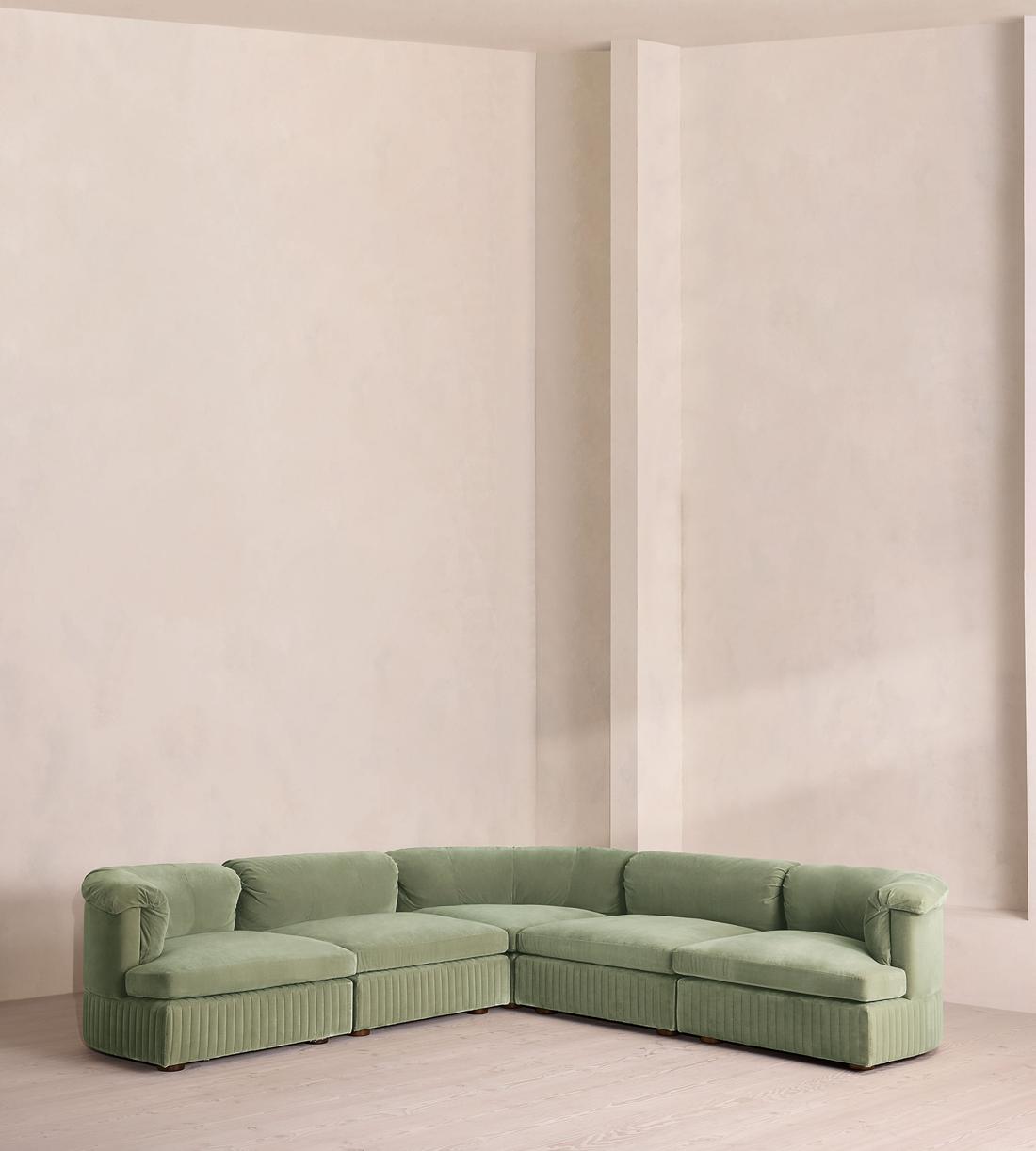 Oona Deep Sit Sectional Sofa - Corner Sofa - Velvet - Seafoam - US - Listing - Image 1