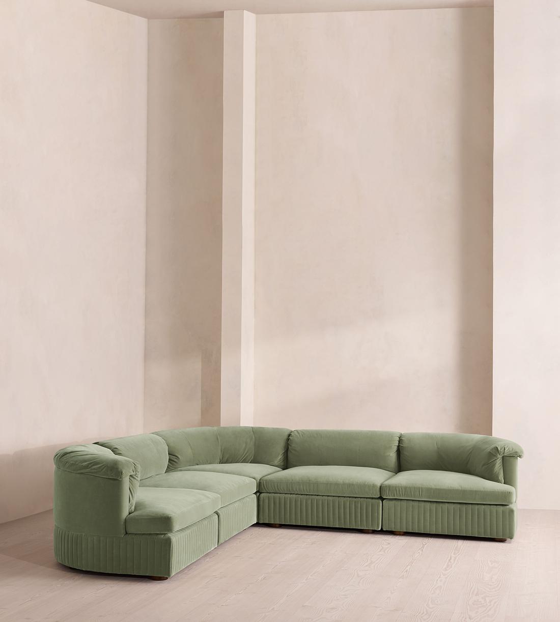 Oona Deep Sit Sectional Sofa - Corner Sofa - Velvet - Seafoam - US - Listing - Image 2