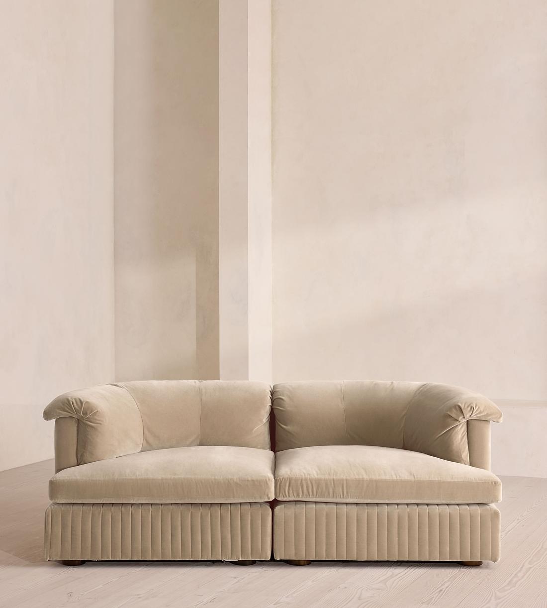 Oona Deep Sit Sectional Sofa - Three Seater - Velvet - Oyster - US - Listing - Image 1