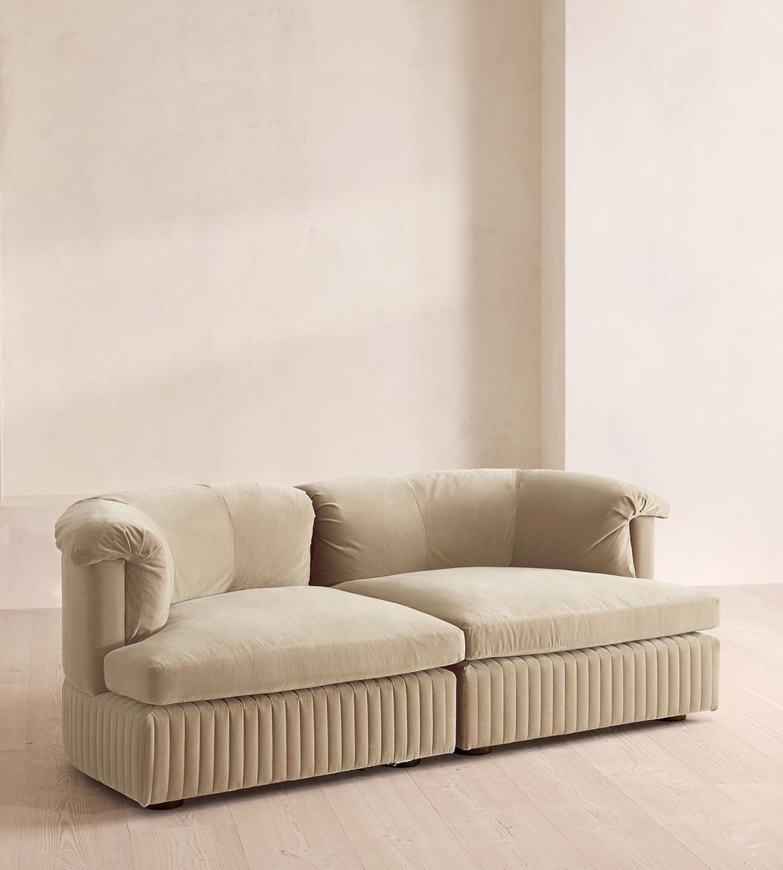 Oona Deep Sit Sectional Sofa - Three Seater - Velvet - Oyster - US - Listing - Image 2