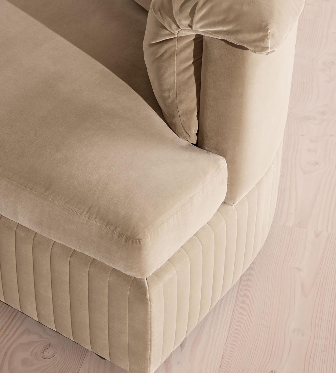 Oona Deep Sit Sectional Sofa - Three Seater - Velvet - Oyster - US - Images - Image 5