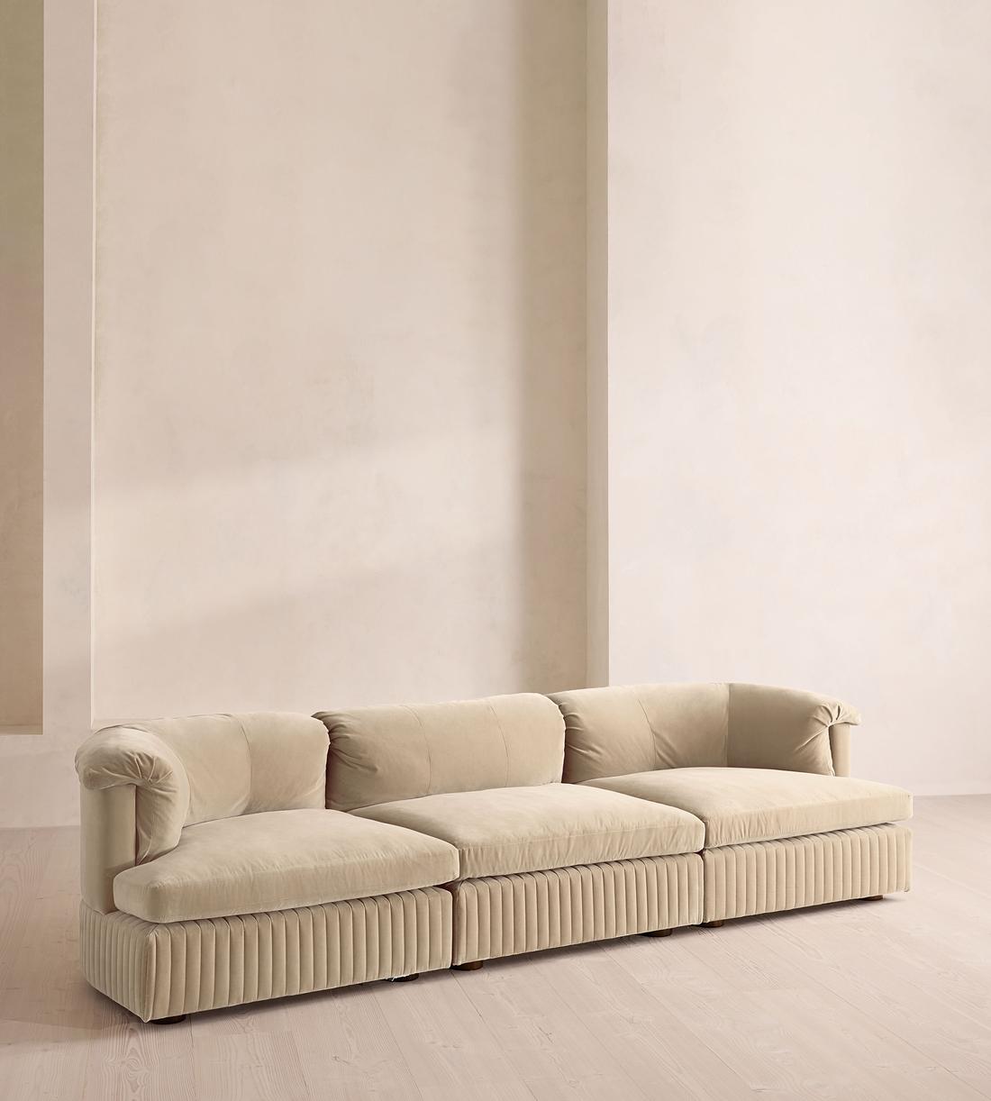 Oona Deep Sit Sectional Sofa - Four Seater - Velvet - Oyster - US - Listing - Image 2