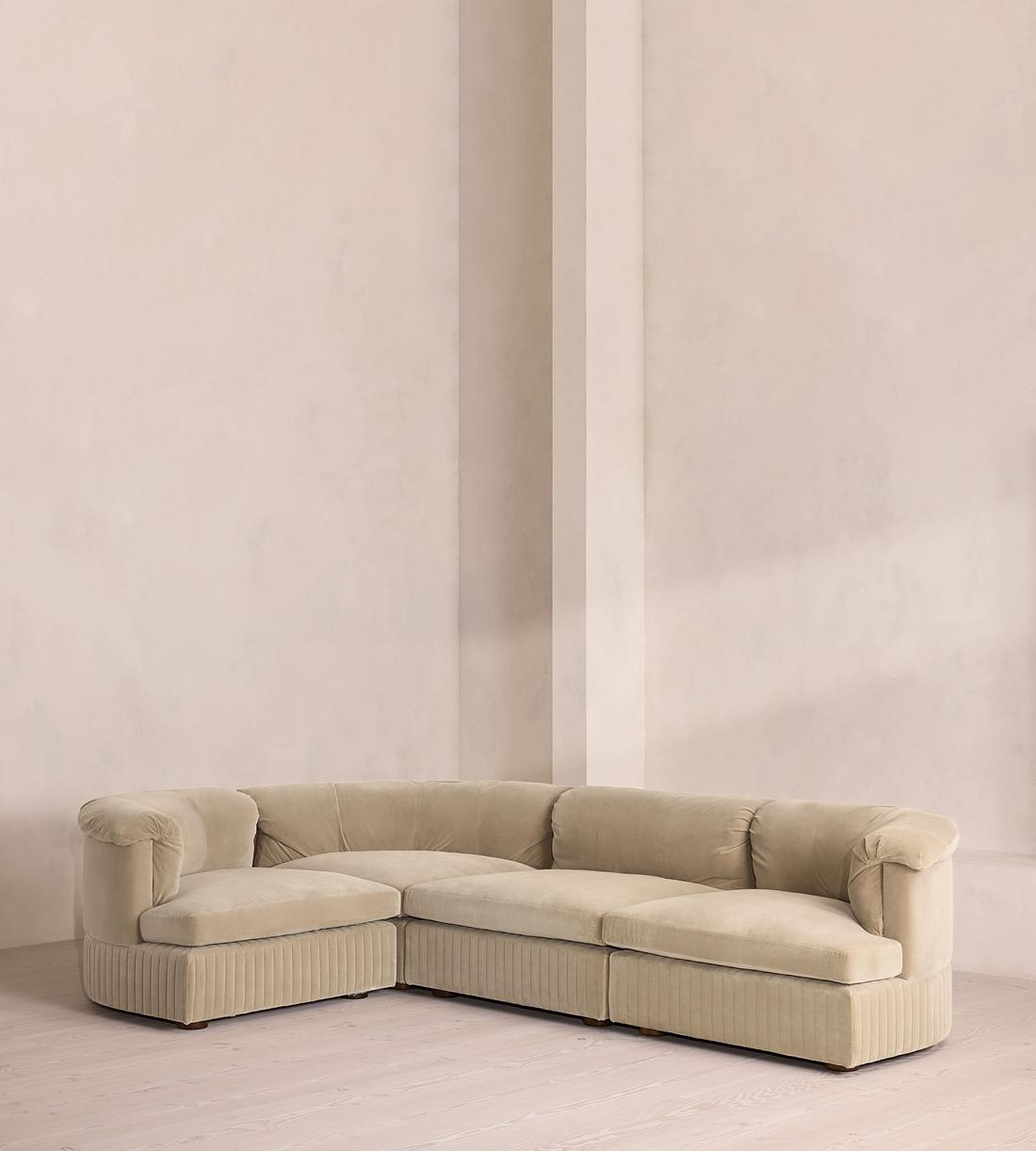Oona Deep Sit Sectional Sofa - L-Shape Sofa - Velvet - Oyster - US - Listing - Image 1