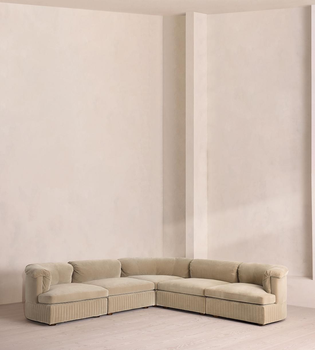Oona Deep Sit Sectional Sofa - Corner Sofa - Velvet - Oyster - US - Listing - Image 1