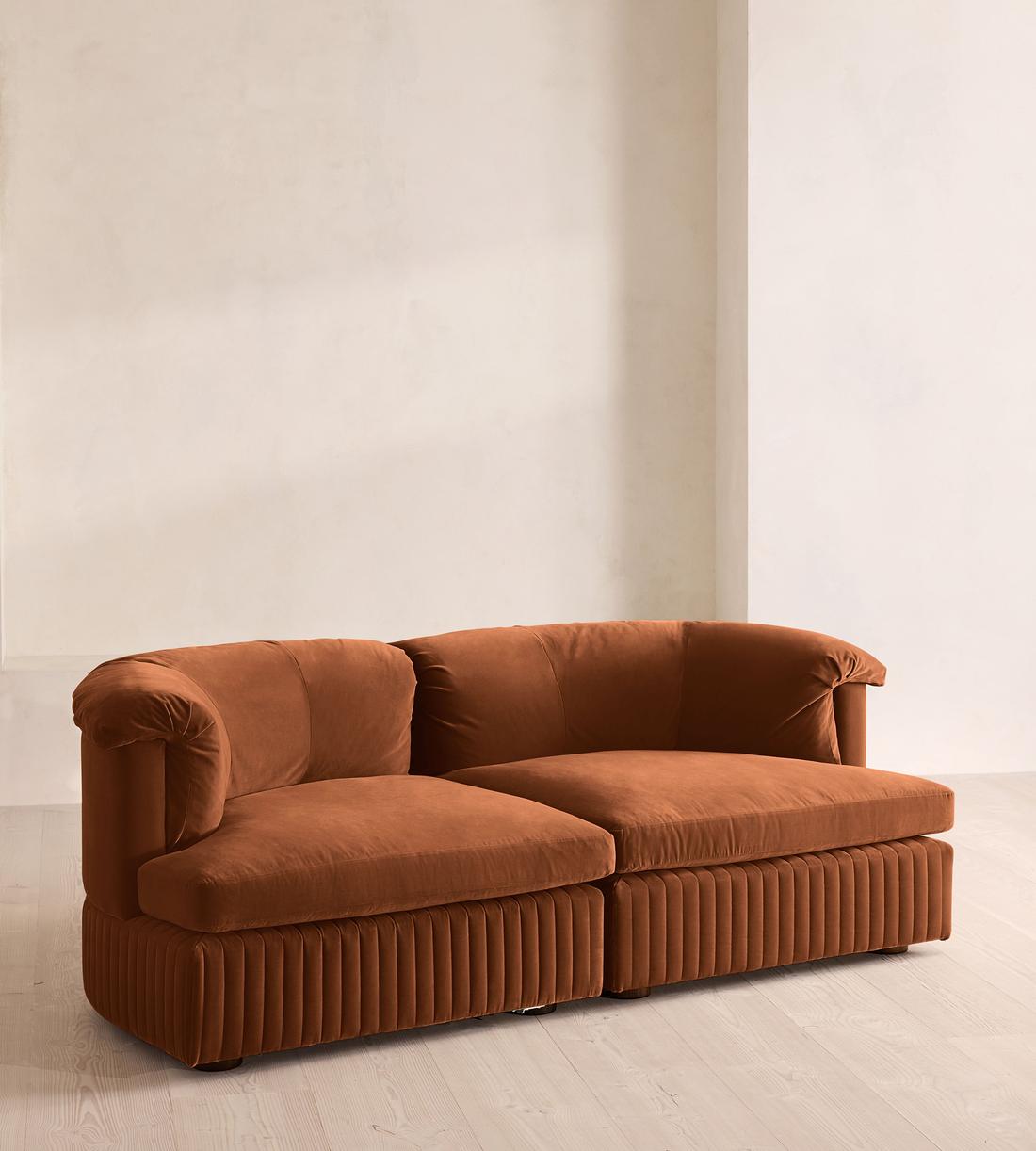 Oona Deep Sit Sectional Sofa - Three Seater - Velvet - Cinnamon - US - Listing - Image 2