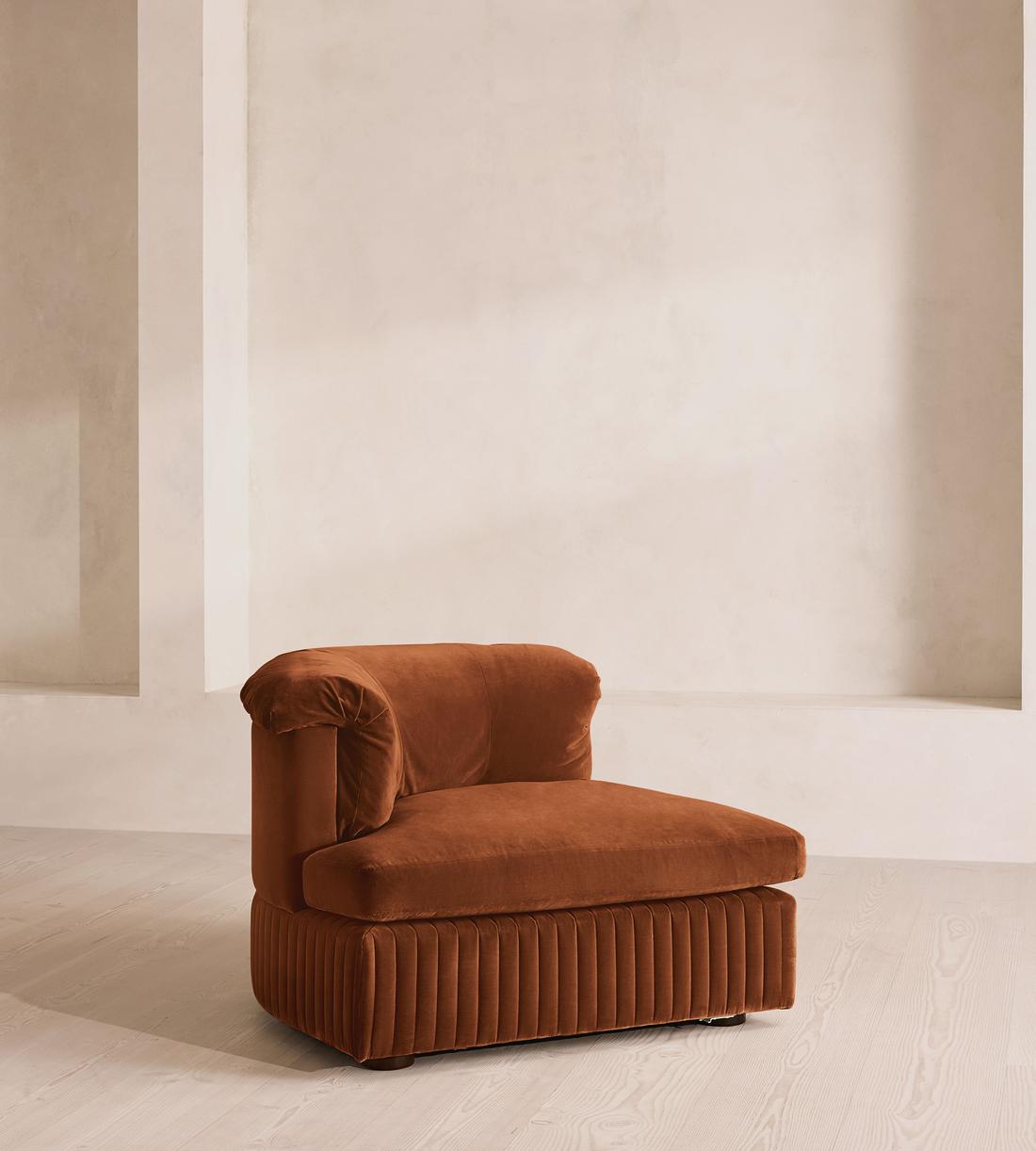 Oona Modular Sofa - Left Arm Module - Velvet - Cinnamon - UK - Image 2