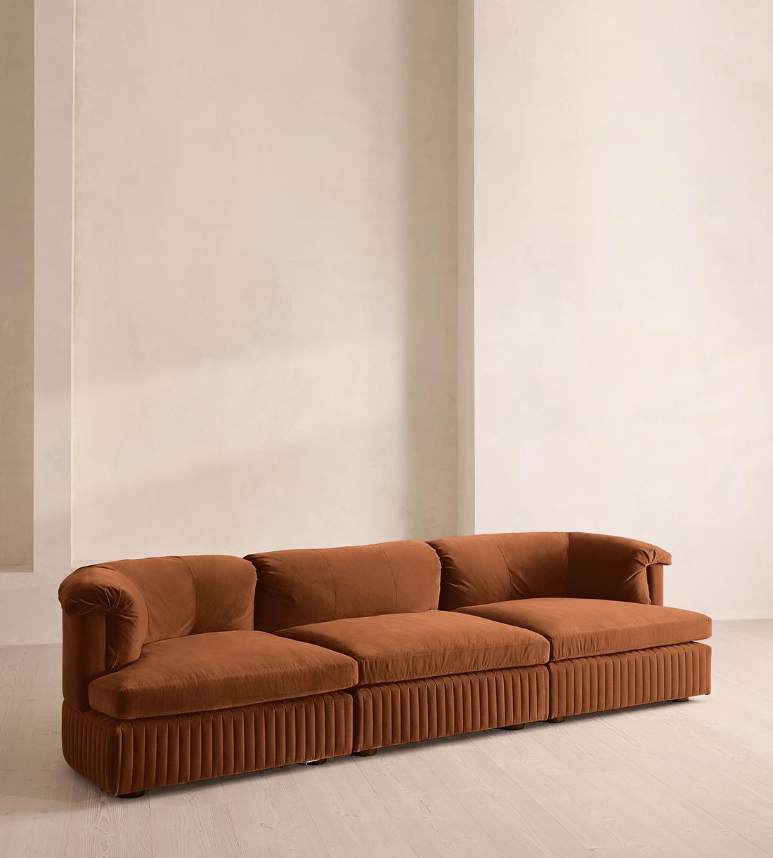 Oona Deep Sit Sectional Sofa - Four Seater - Velvet - Cinnamon - US - Listing - Image 2