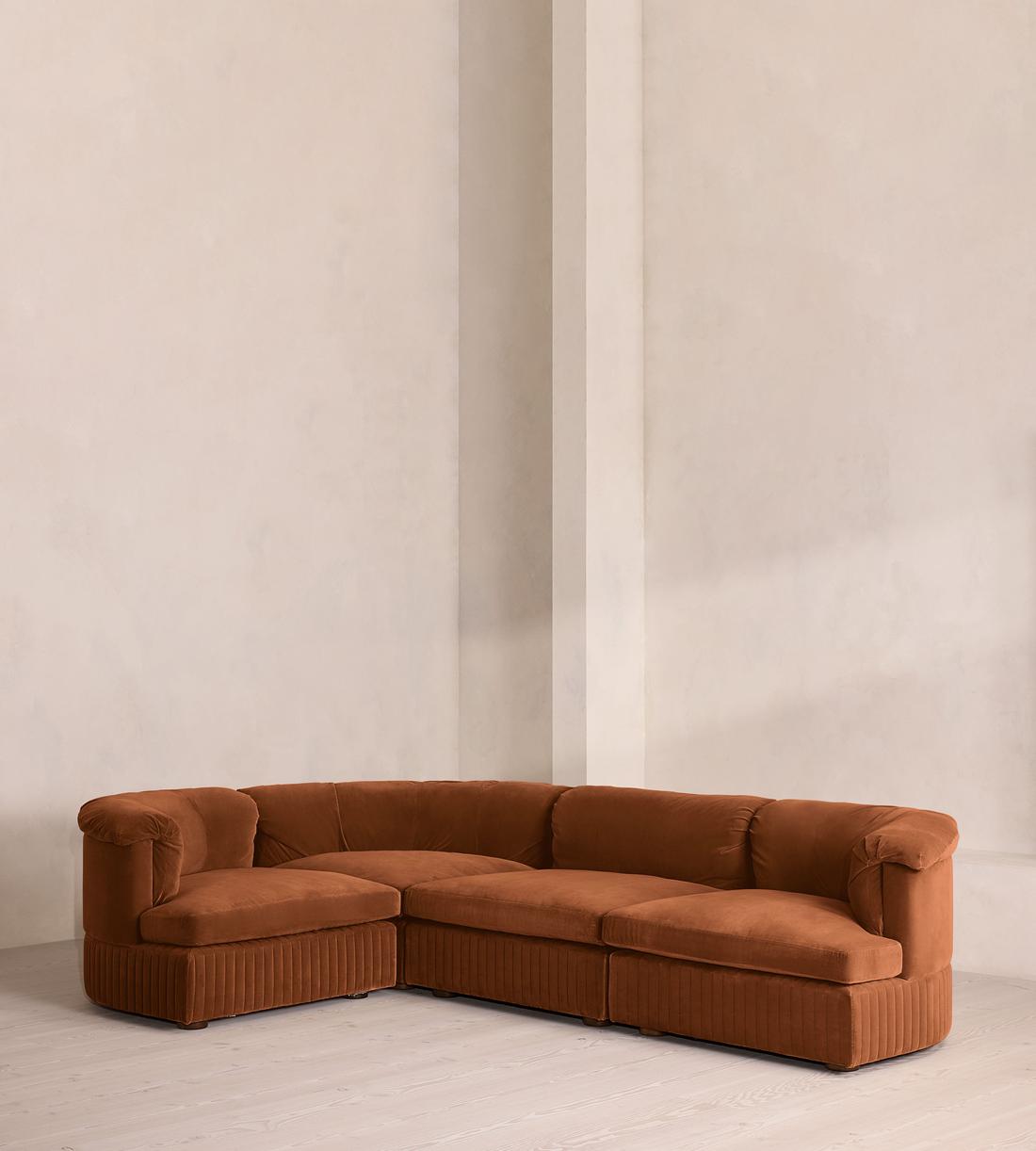 Oona Deep Sit Sectional Sofa - L-Shape Sofa - Velvet - Cinnamon - US - Listing - Image 1