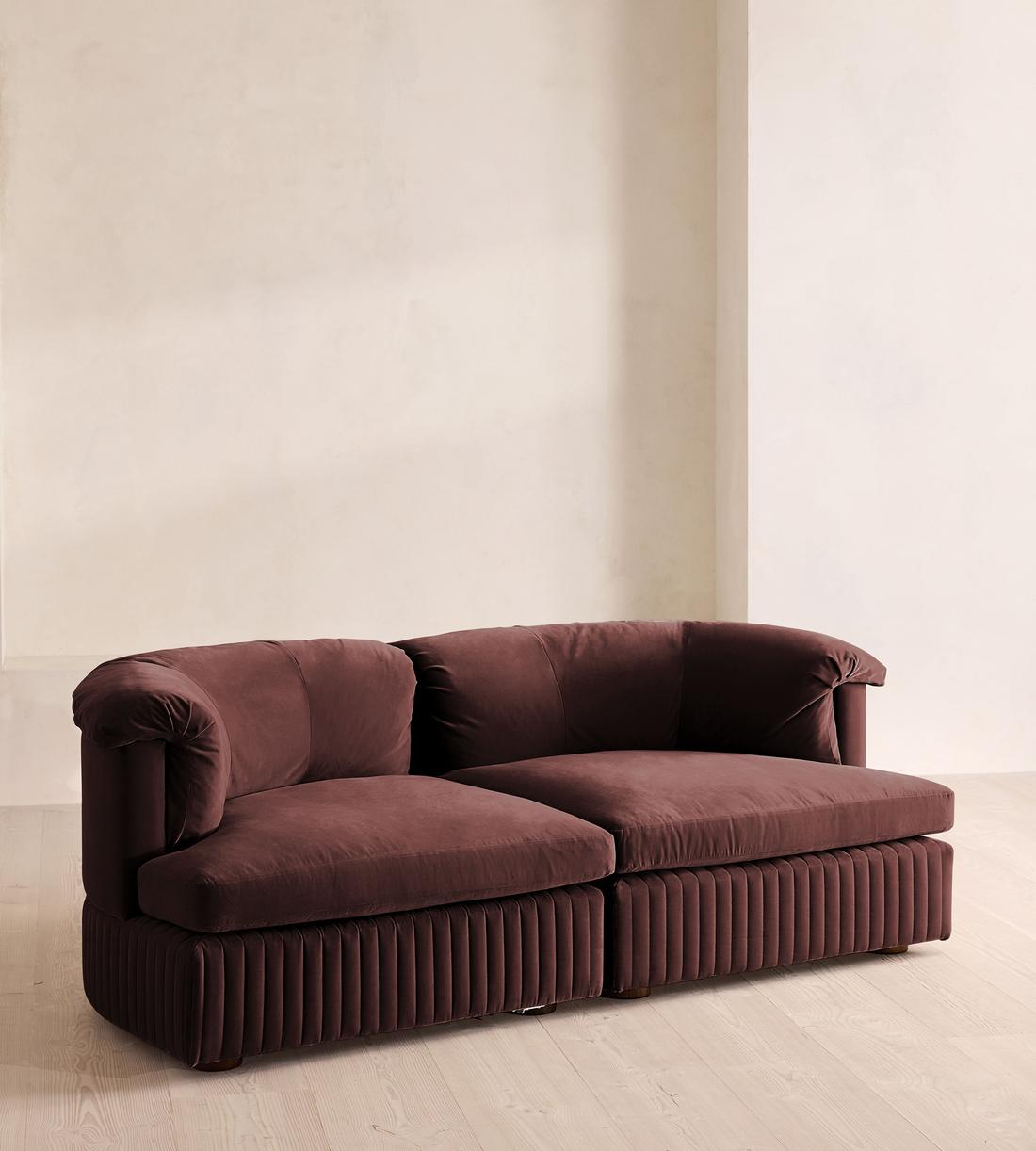 Oona Modular Sofa - Three Seater - Velvet - Aubergine - UK - Listing - Image 2