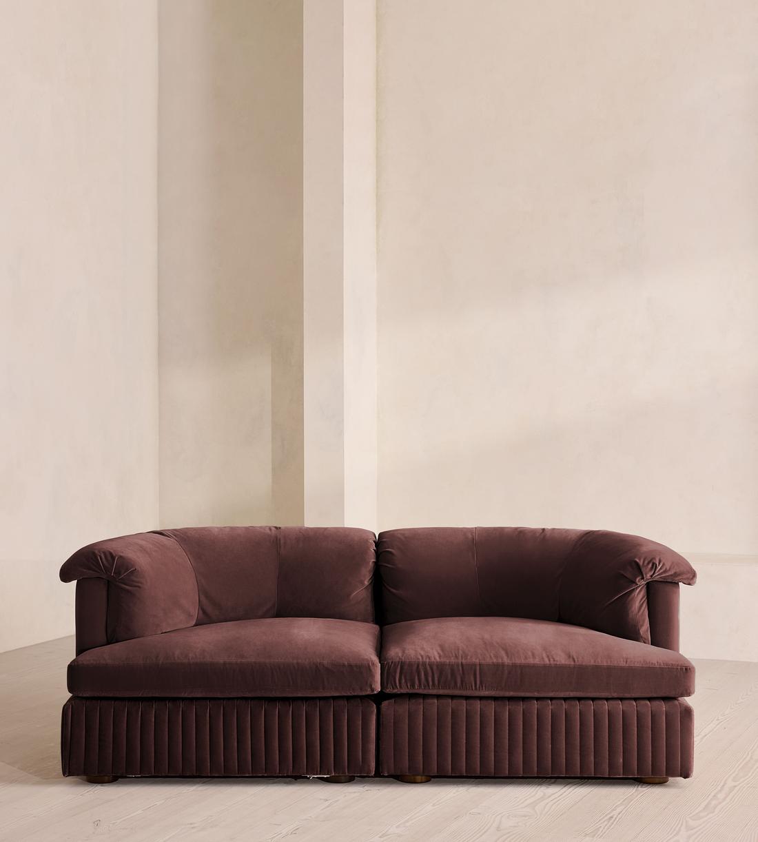 Oona Deep Sit Sectional Sofa - Three Seater - Velvet - Aubergine - US - Listing - Image 1
