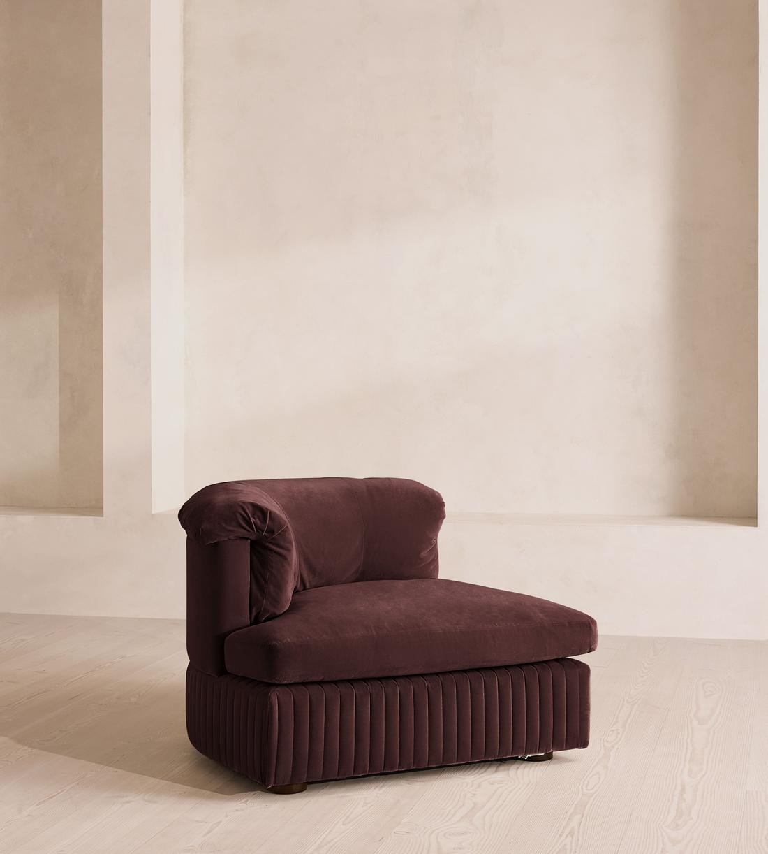 Oona Modular Sofa - Left Arm Module - Velvet - Aubergine - UK - Image 2